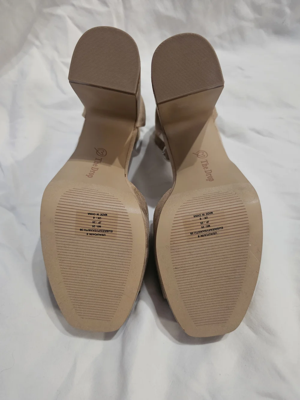 Platform Ankle-Strap Block Heel Sandal in Tan Suede